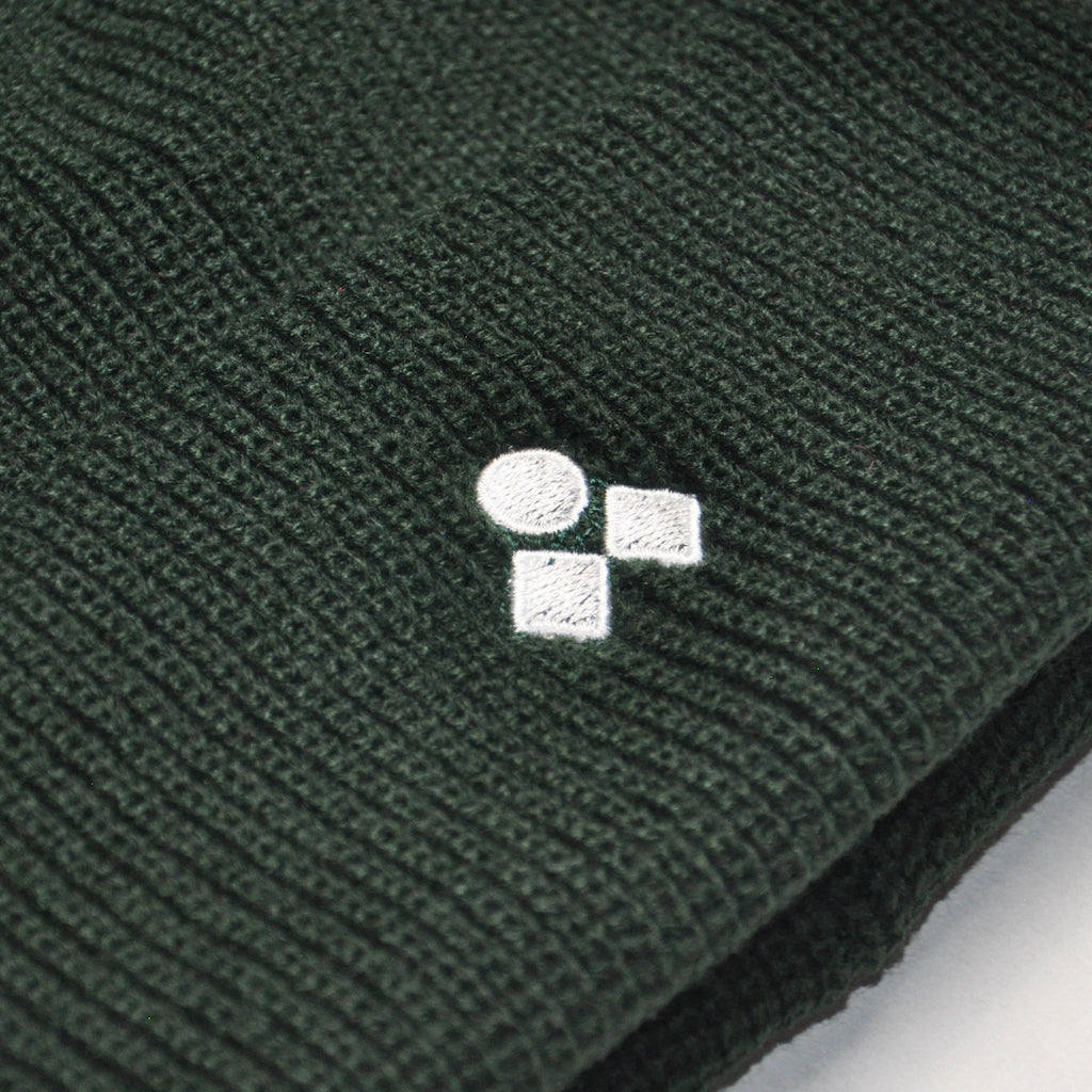 Ribbed Logo Beanie, Bottle Green