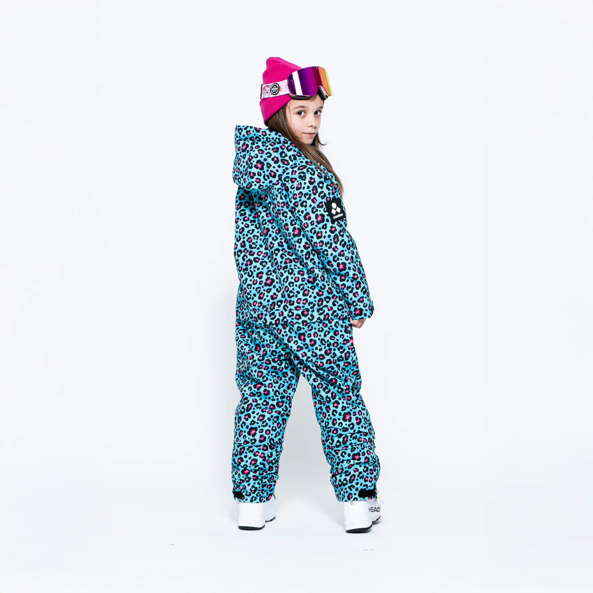 Kids 2-in-1 Snow Suit, Turquoise Leopard