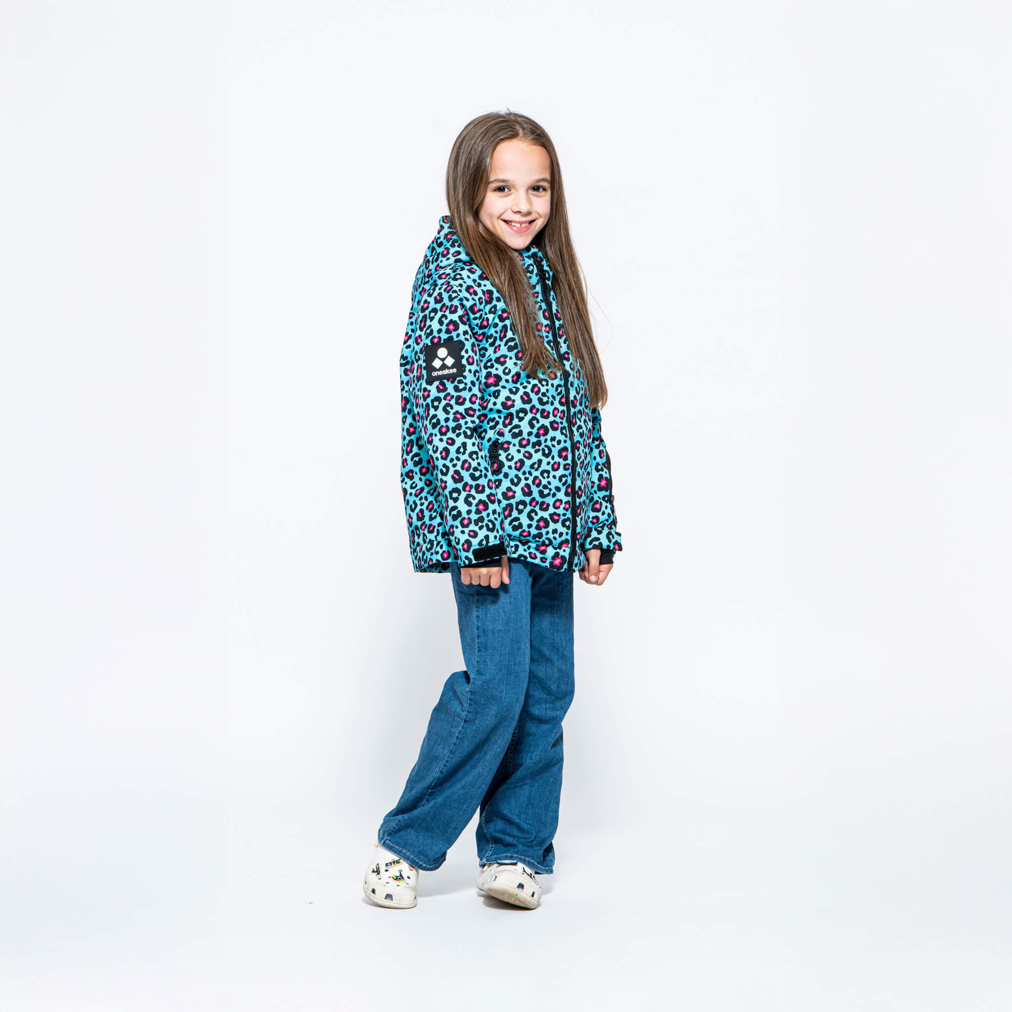 Kids 2-in-1 Snow Suit, Turquoise Leopard
