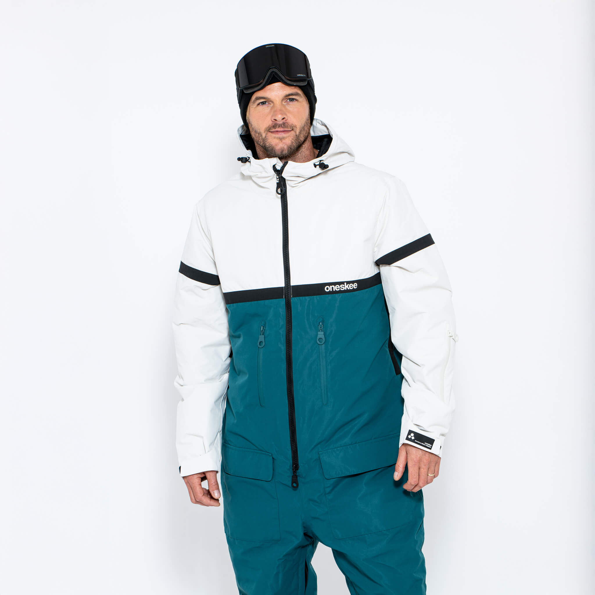 Men's Snow Suit, Green & White