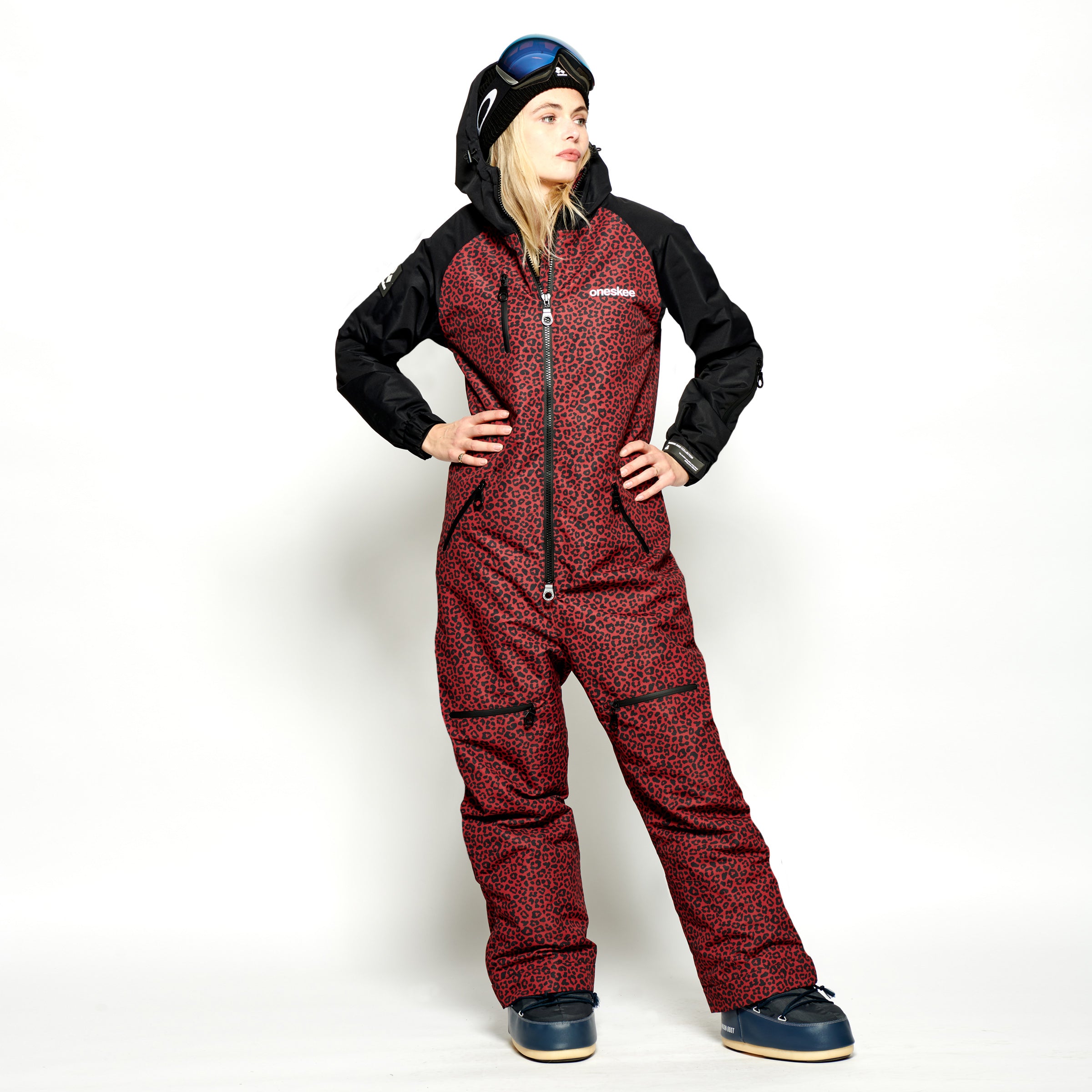 Women's Snow Suit, Burgundy Leopard