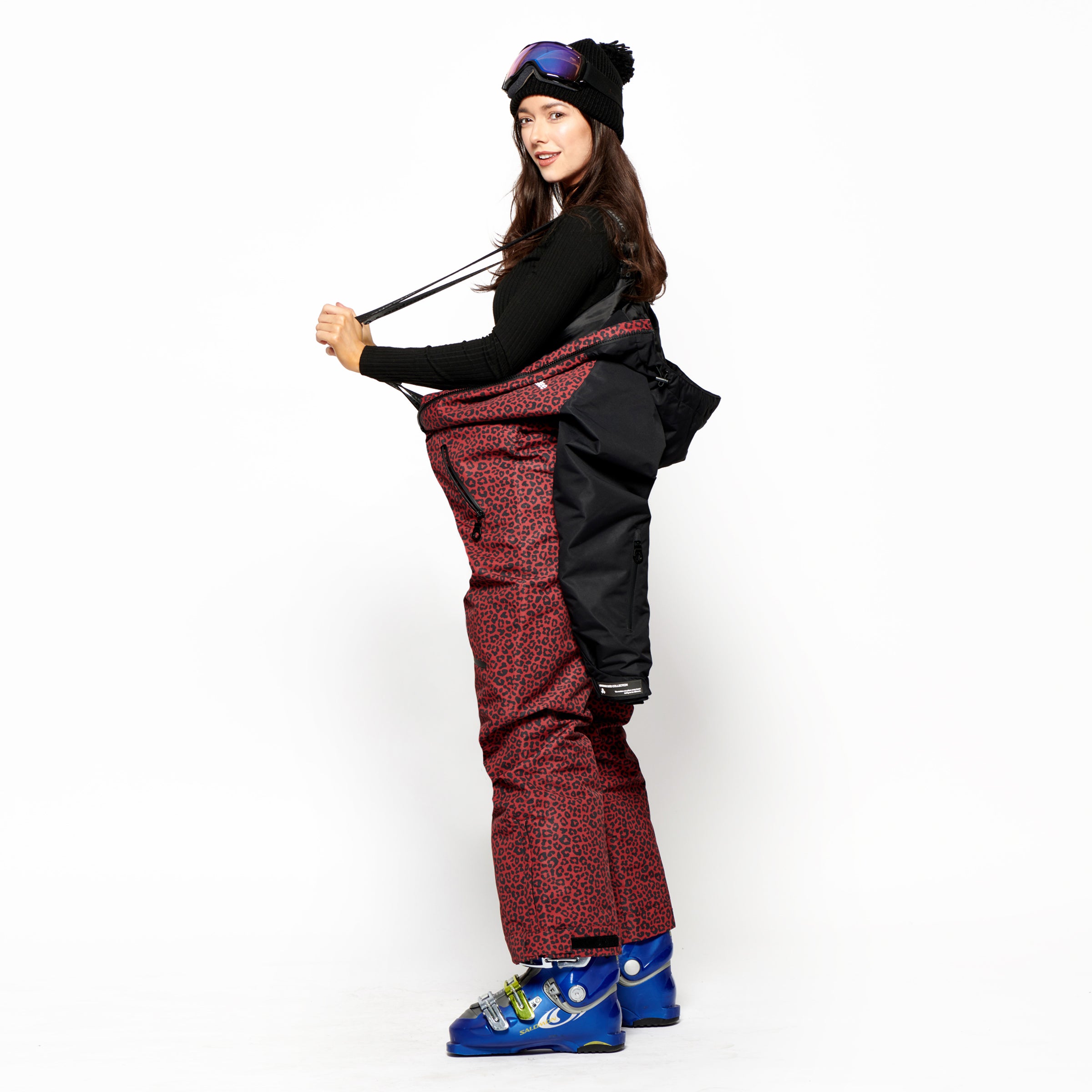 Women's Snow Suit, Burgundy Leopard