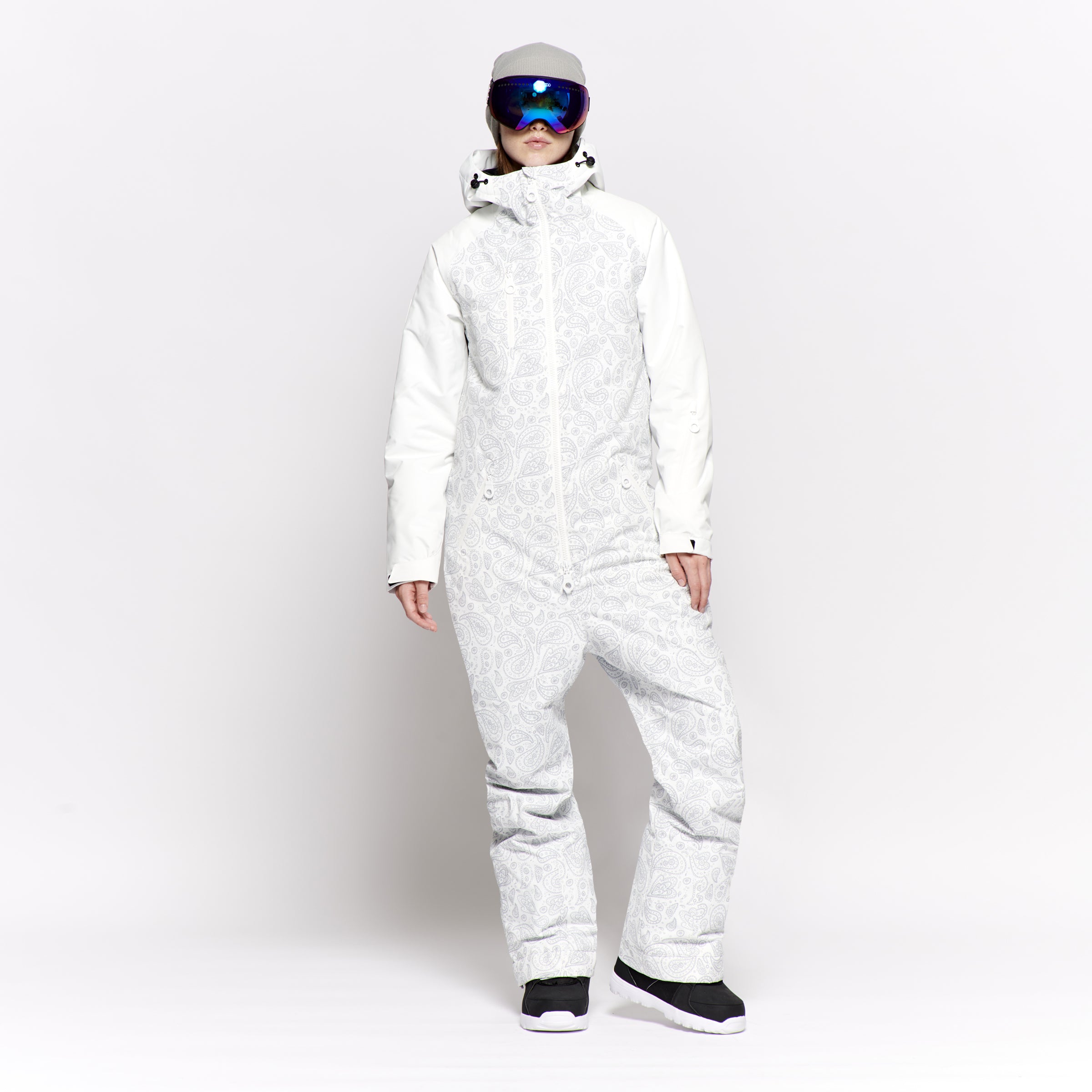 Women's Snow Suit, White Paisley