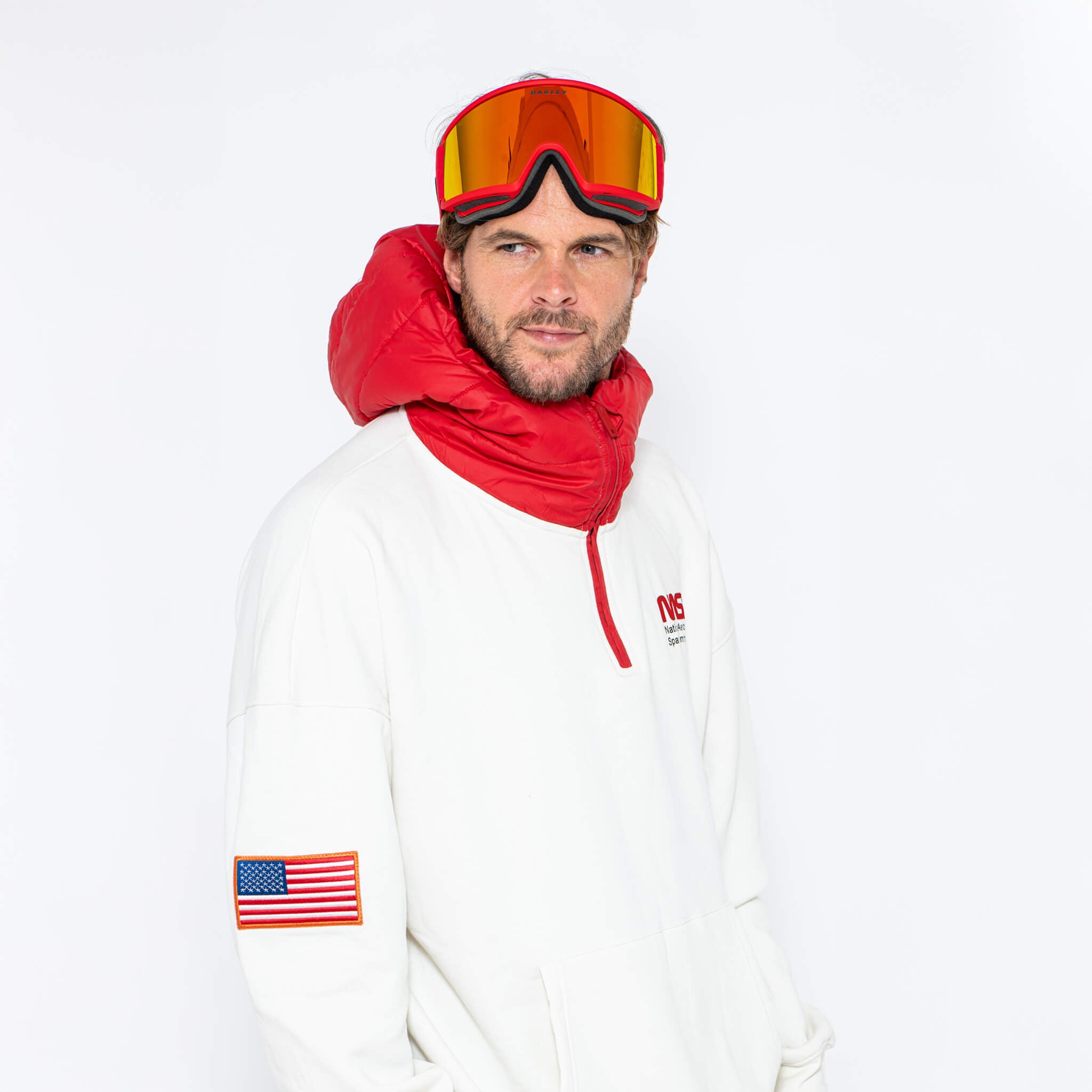 WR Puffer Hoodie, White NASA