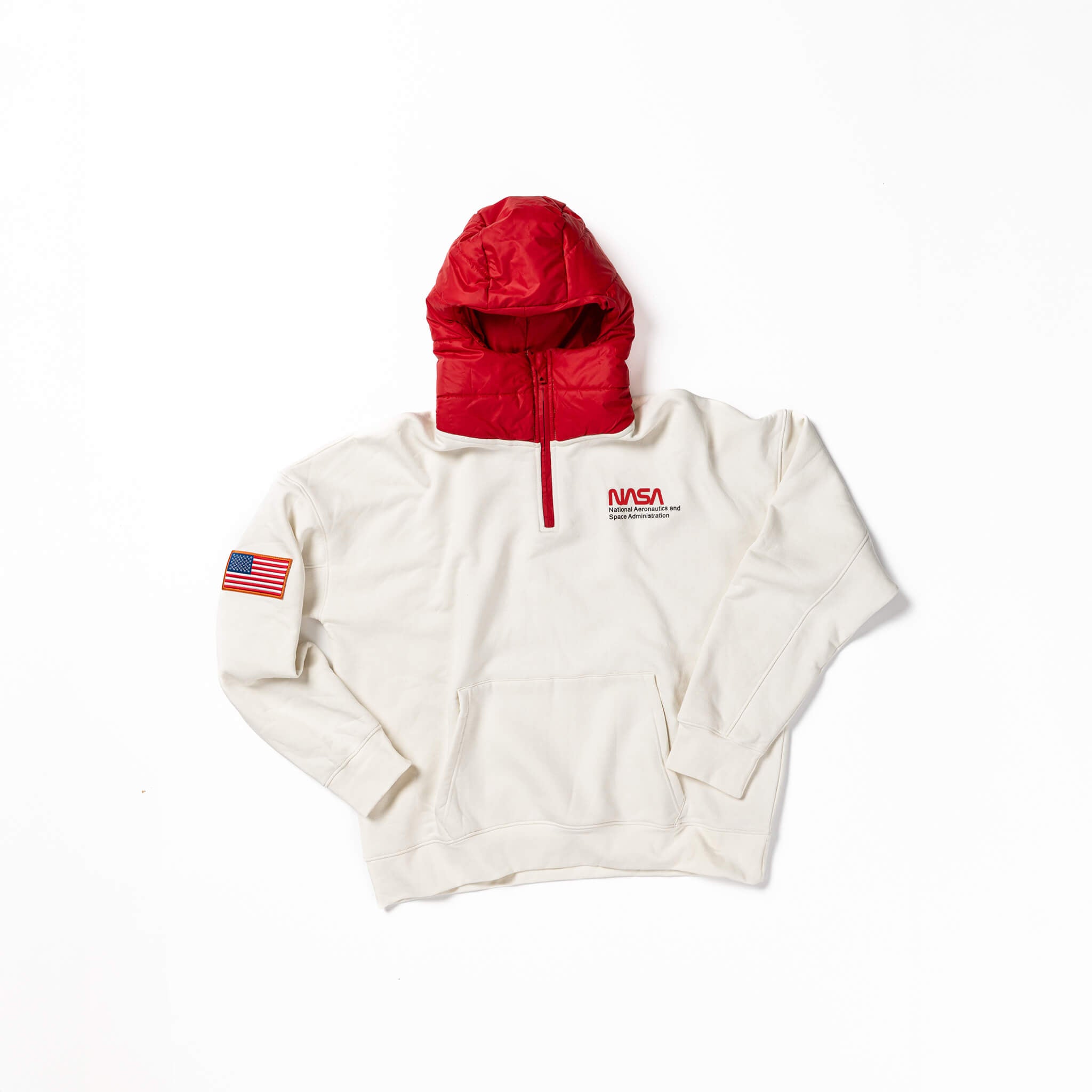 WR Puffer Hoodie, White NASA