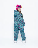Kids 2-in-1 Snow Suit, Turquoise Leopard