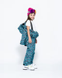 Kids 2-in-1 Snow Suit, Turquoise Leopard