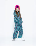 Kids 2-in-1 Snow Suit, Turquoise Leopard