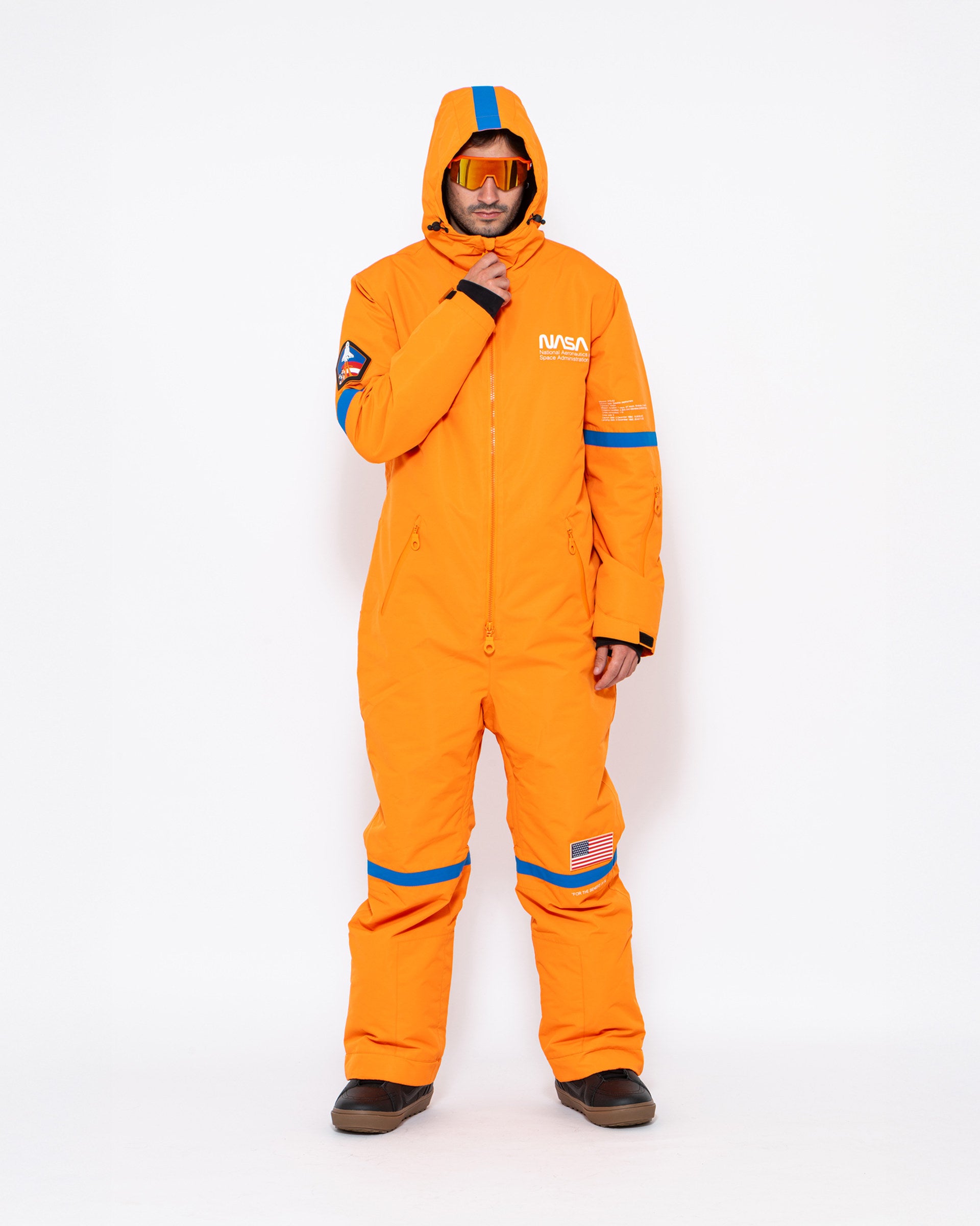 NASAオレンジスキーウェア Men's NASA Explorer One Piece Snow Suit - Orange