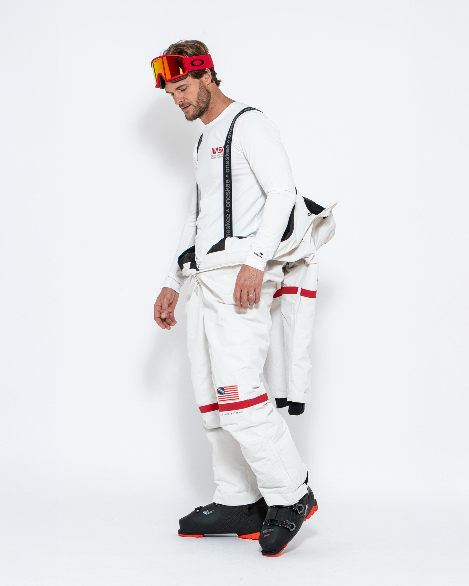 NASA スキーウェア つなぎ ホワイト Men's NASA Explorer One Piece Snow Suit - White