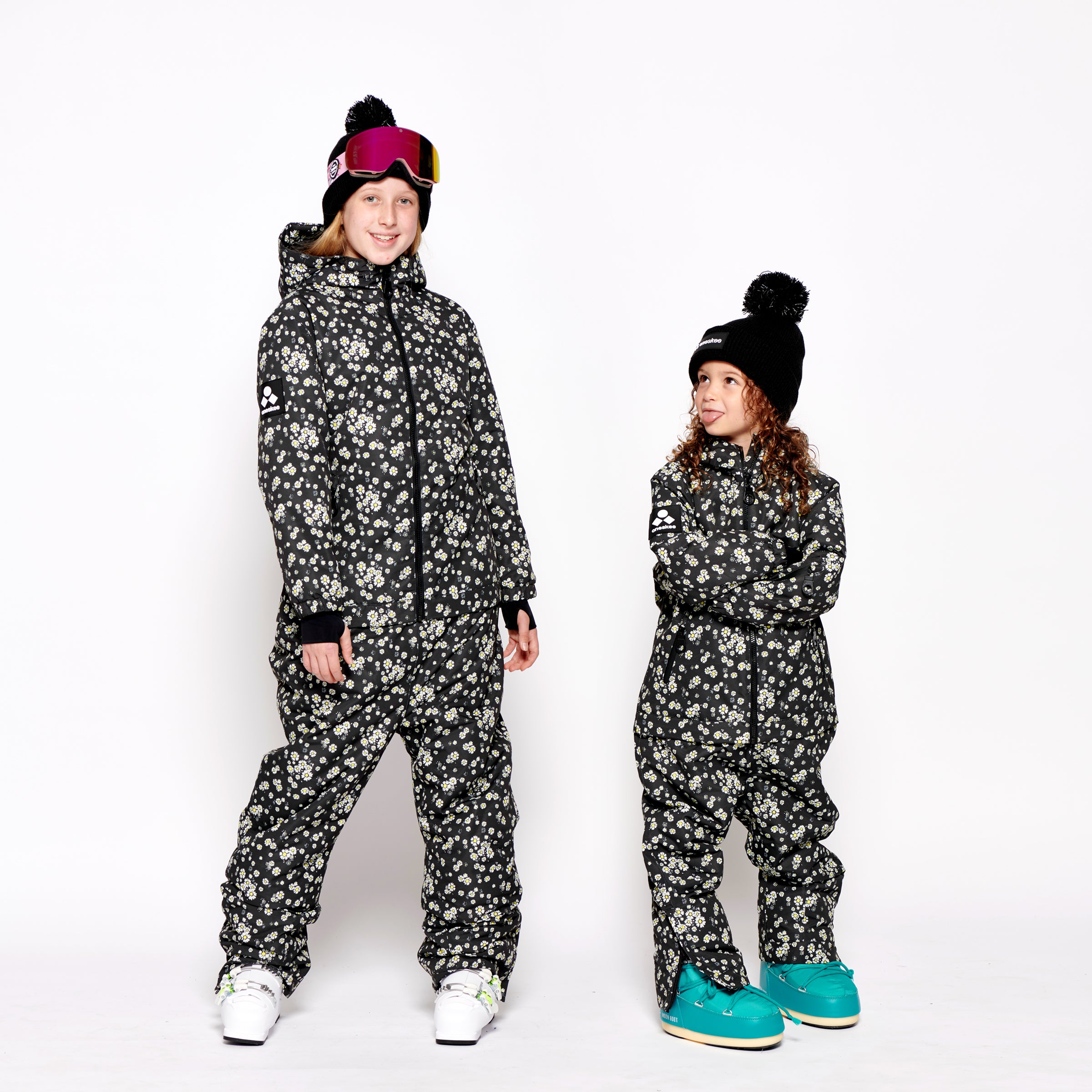 Kids 2-in-1 Snow Suit, Black Floral