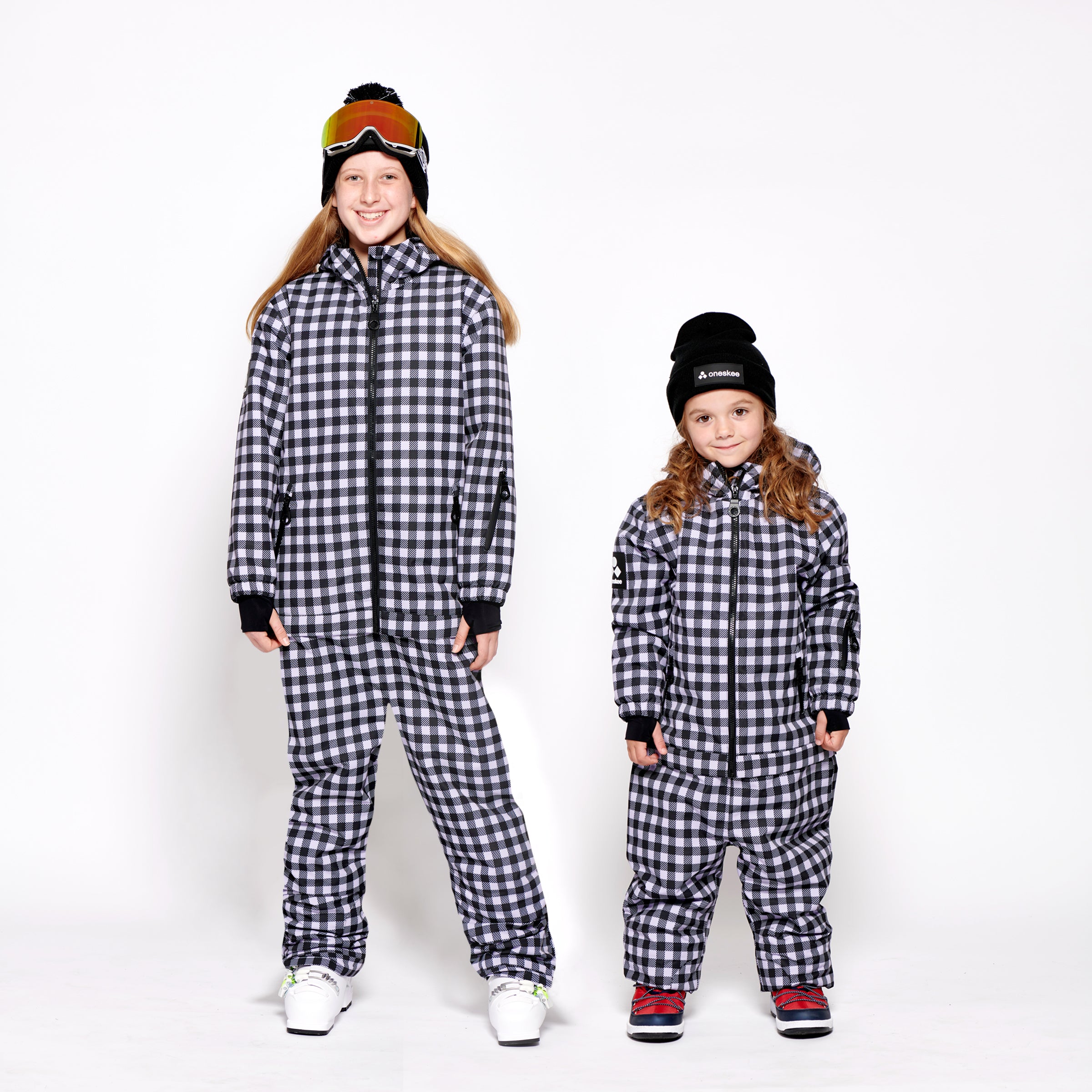 sneeuw スニュウ　2WAY オールインワン　ギンガムチェック　黒&白 Kids 2-in-1 Snow Suit, Lilac Gingham