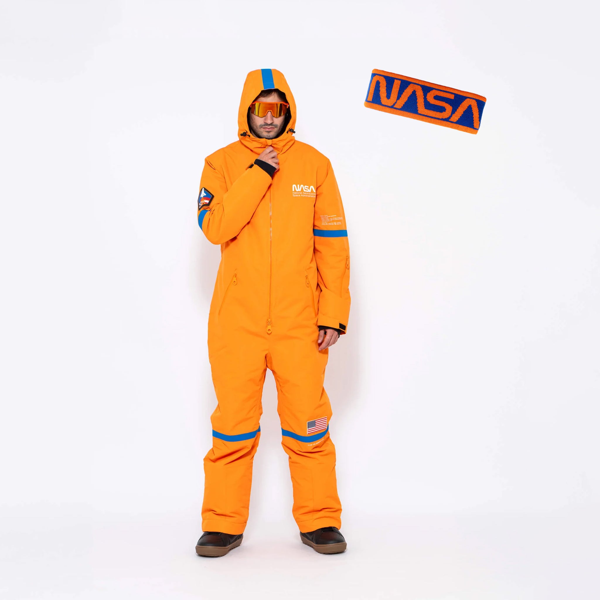 Bundle - Men's Orange NASA Snow Suit & Headband