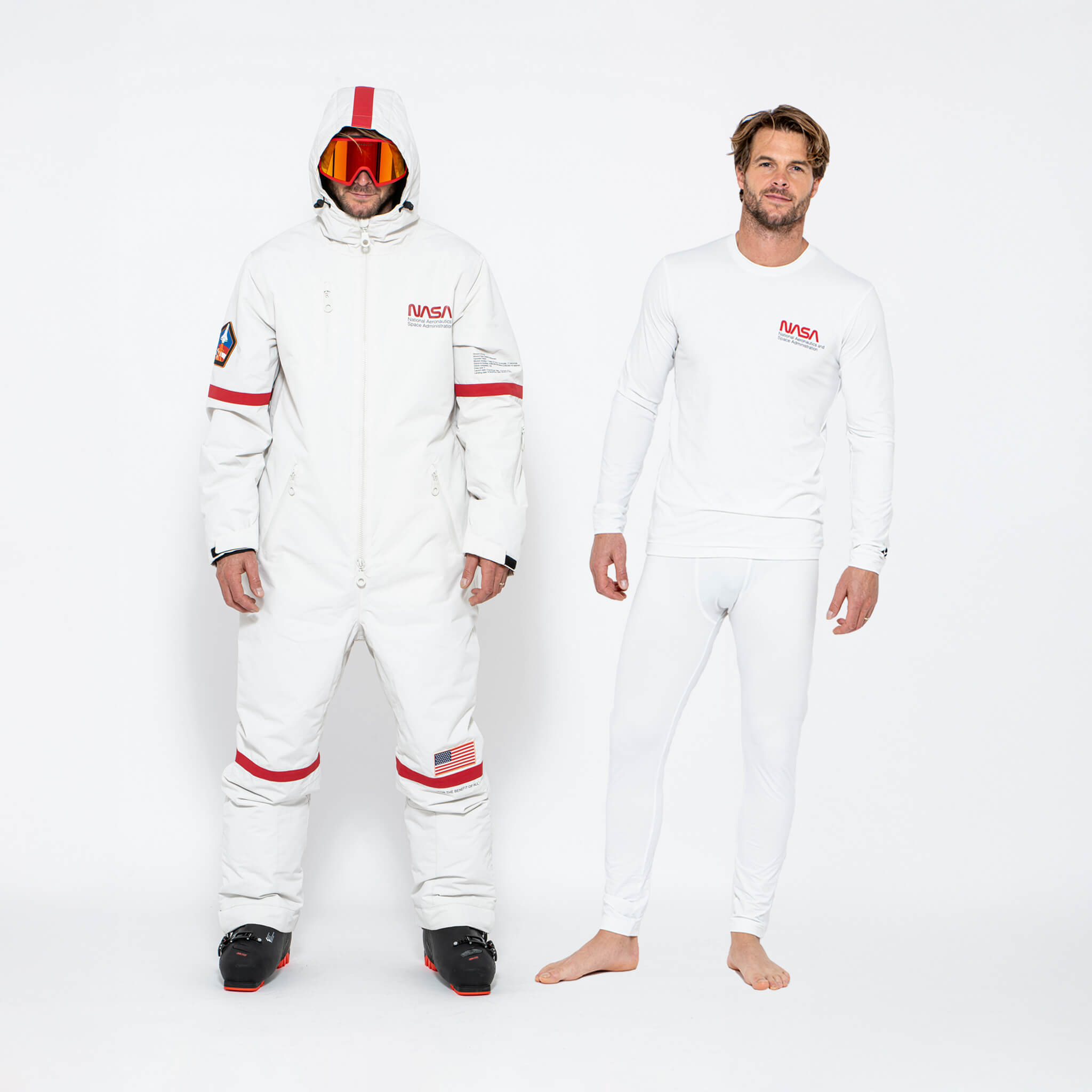 Bundle - Men's White NASA Snow Suit & Base Layer Set