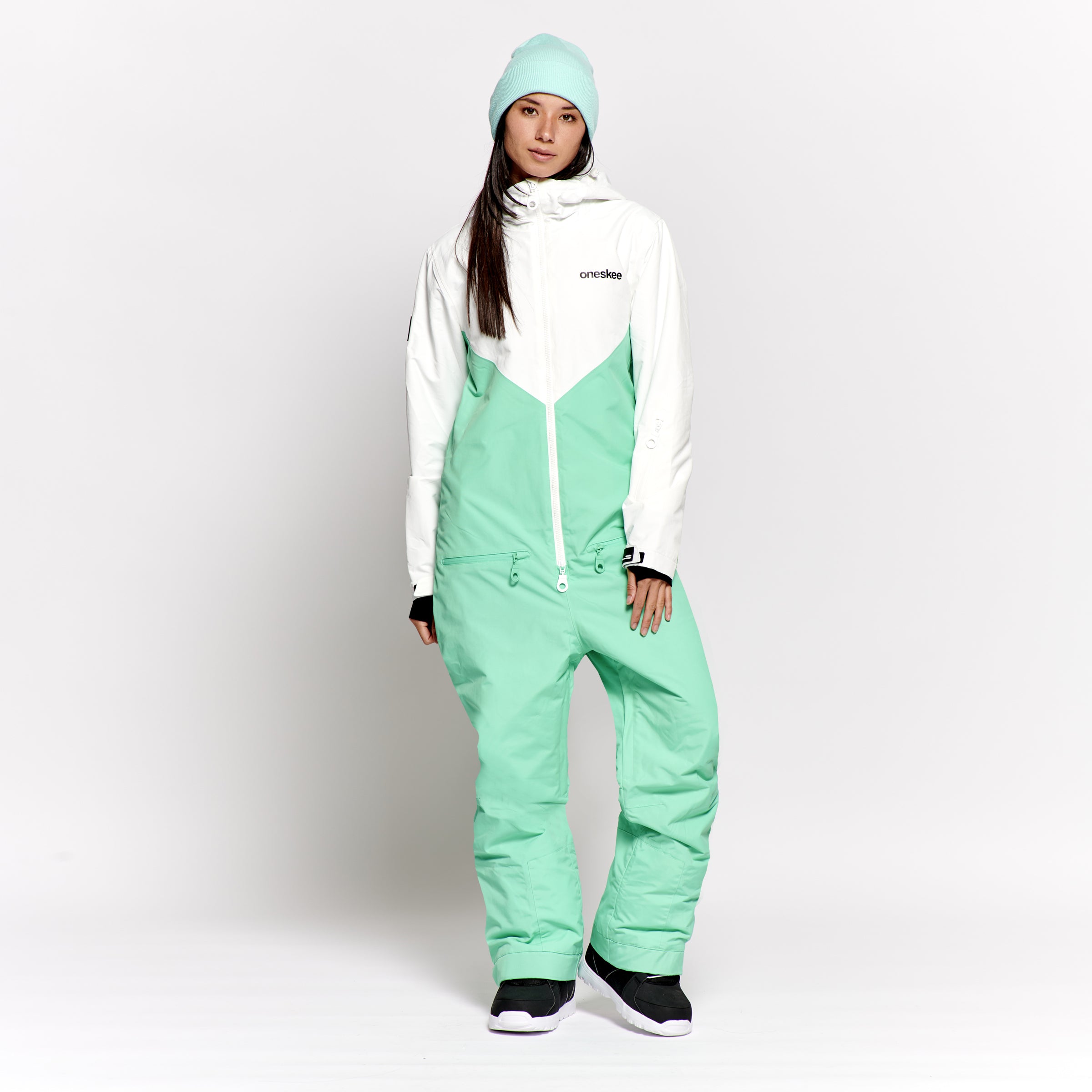 Women's Snow Suit, Mint & White