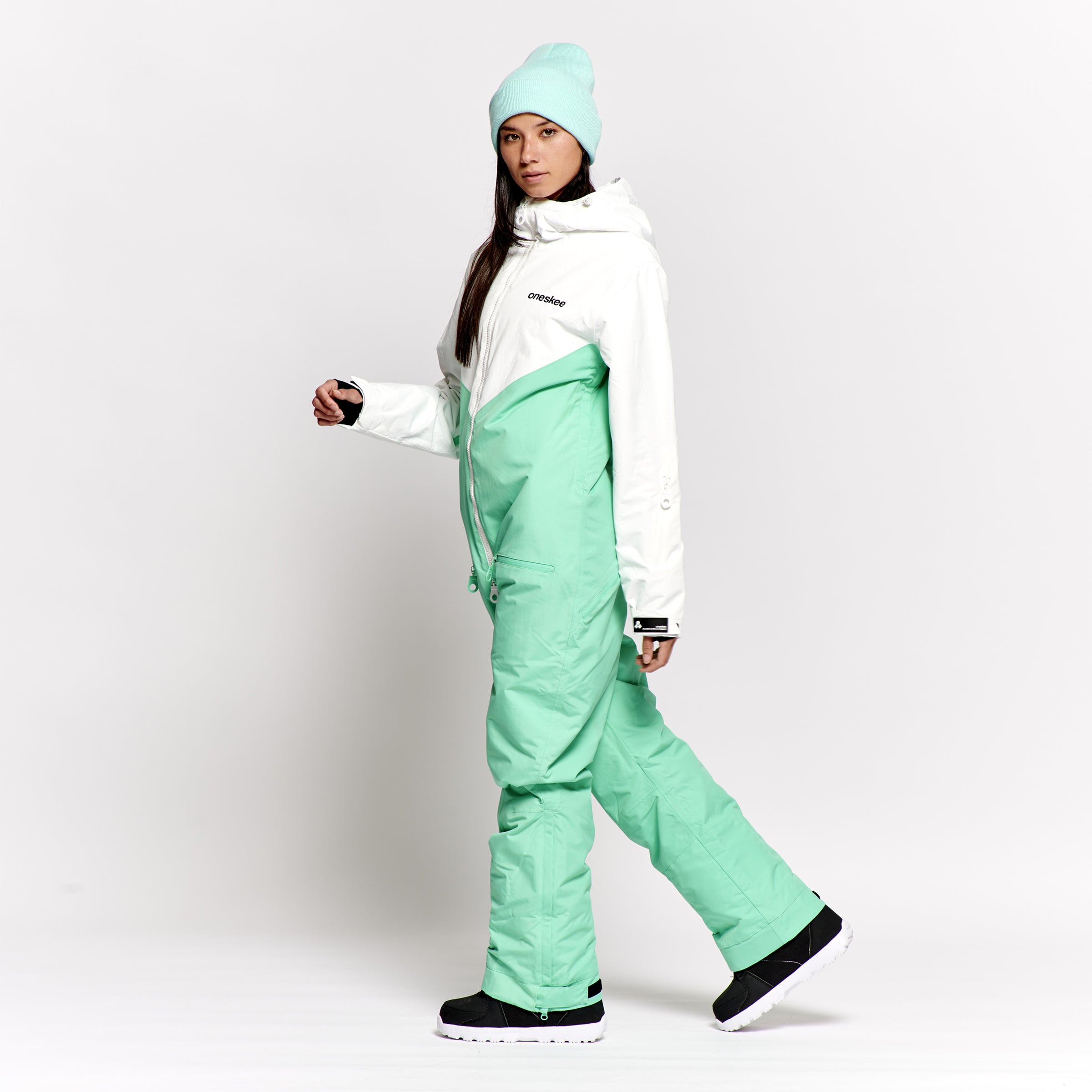 Women's Snow Suit, Mint & White