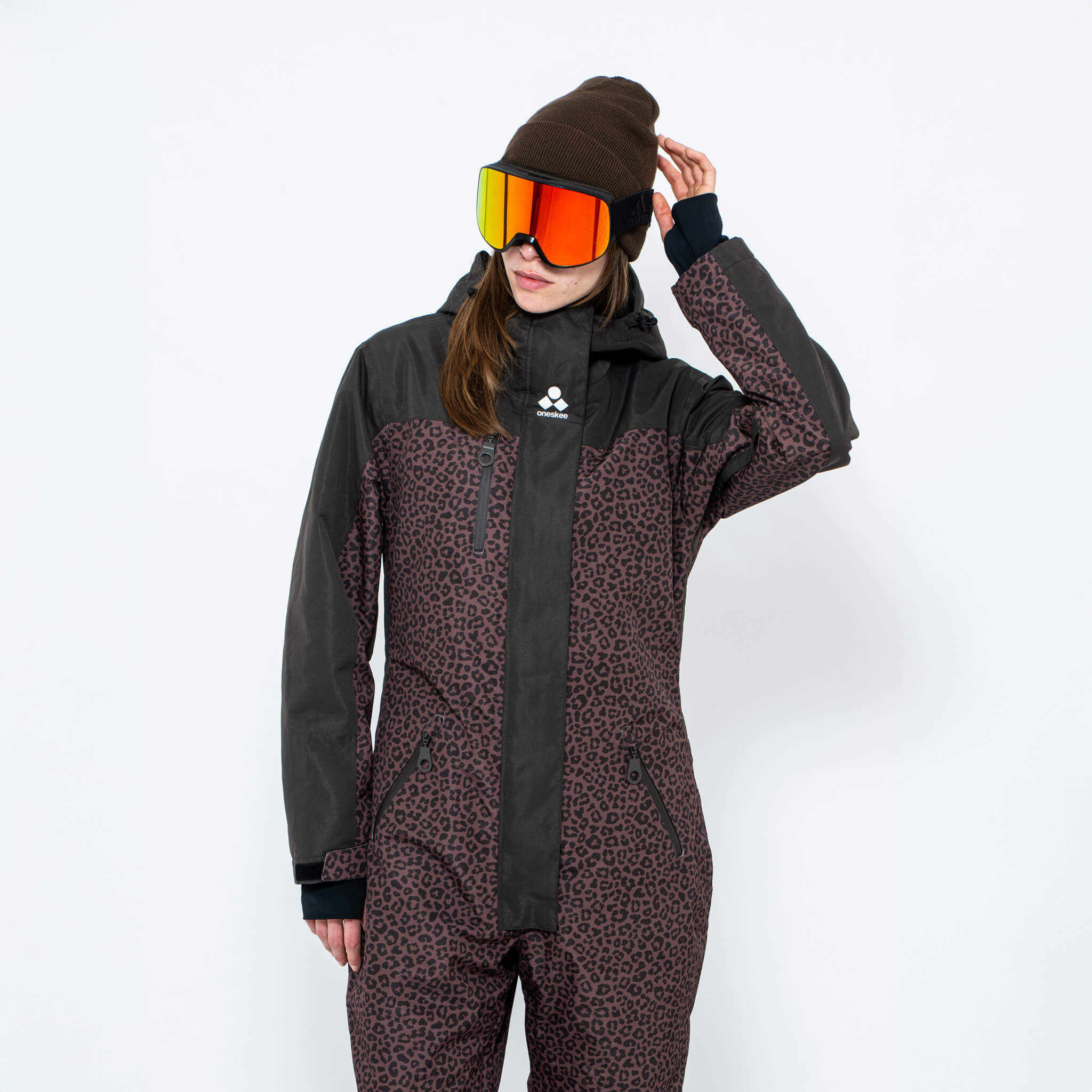 Women's Snow Suit, Brown Leopard