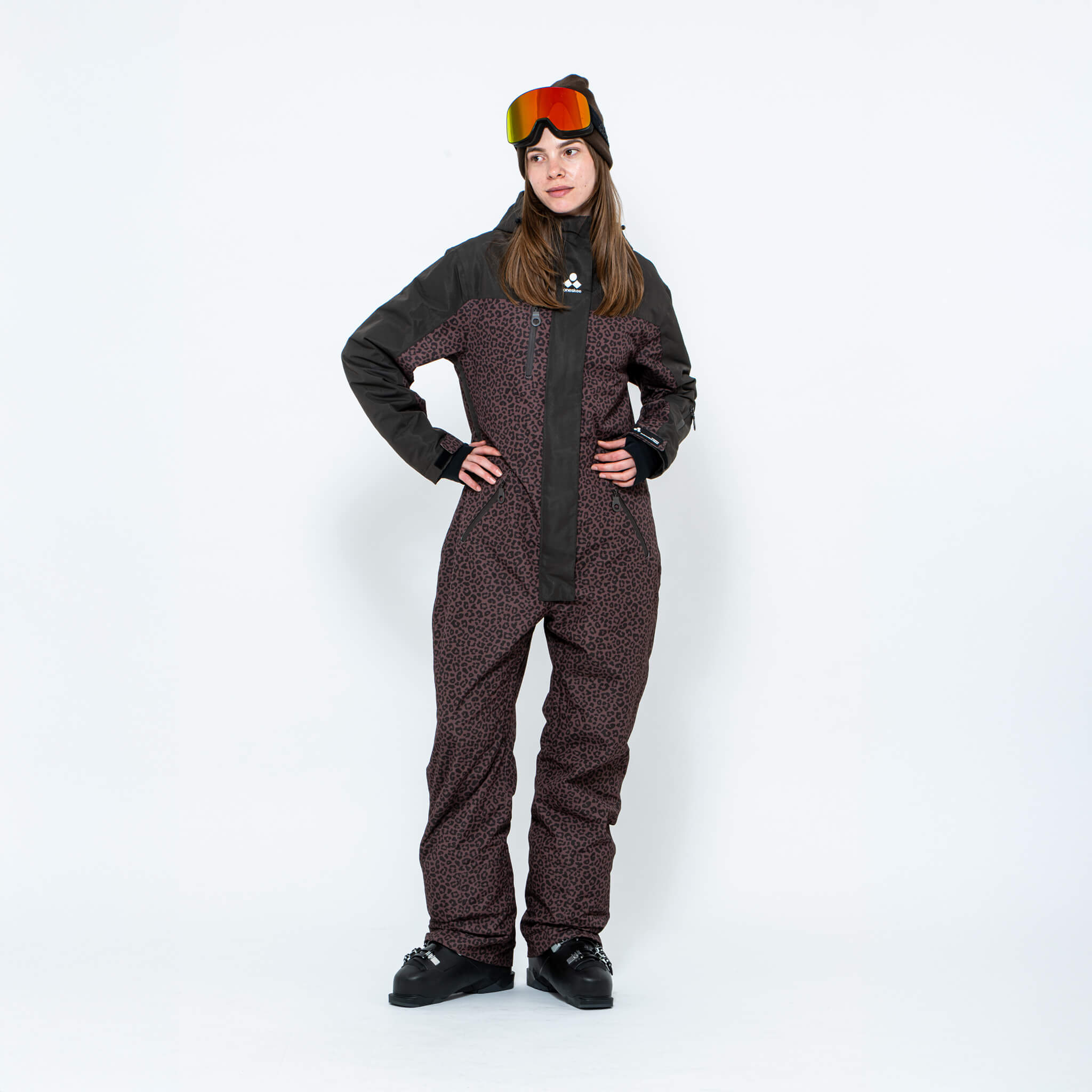Women's Snow Suit, Brown Leopard